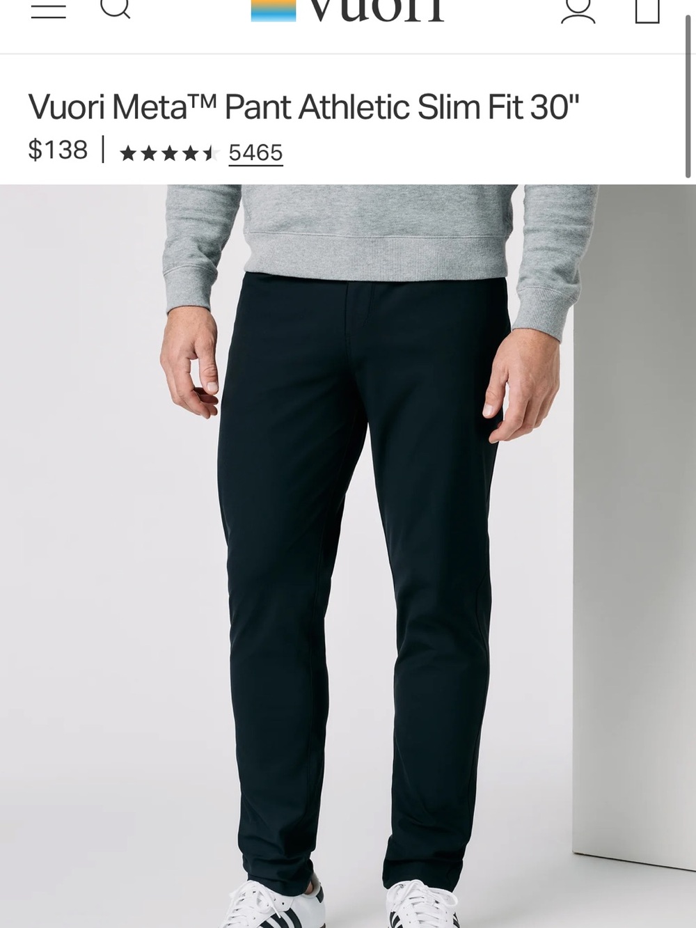 Vuori Slim Athletic Pants in Black